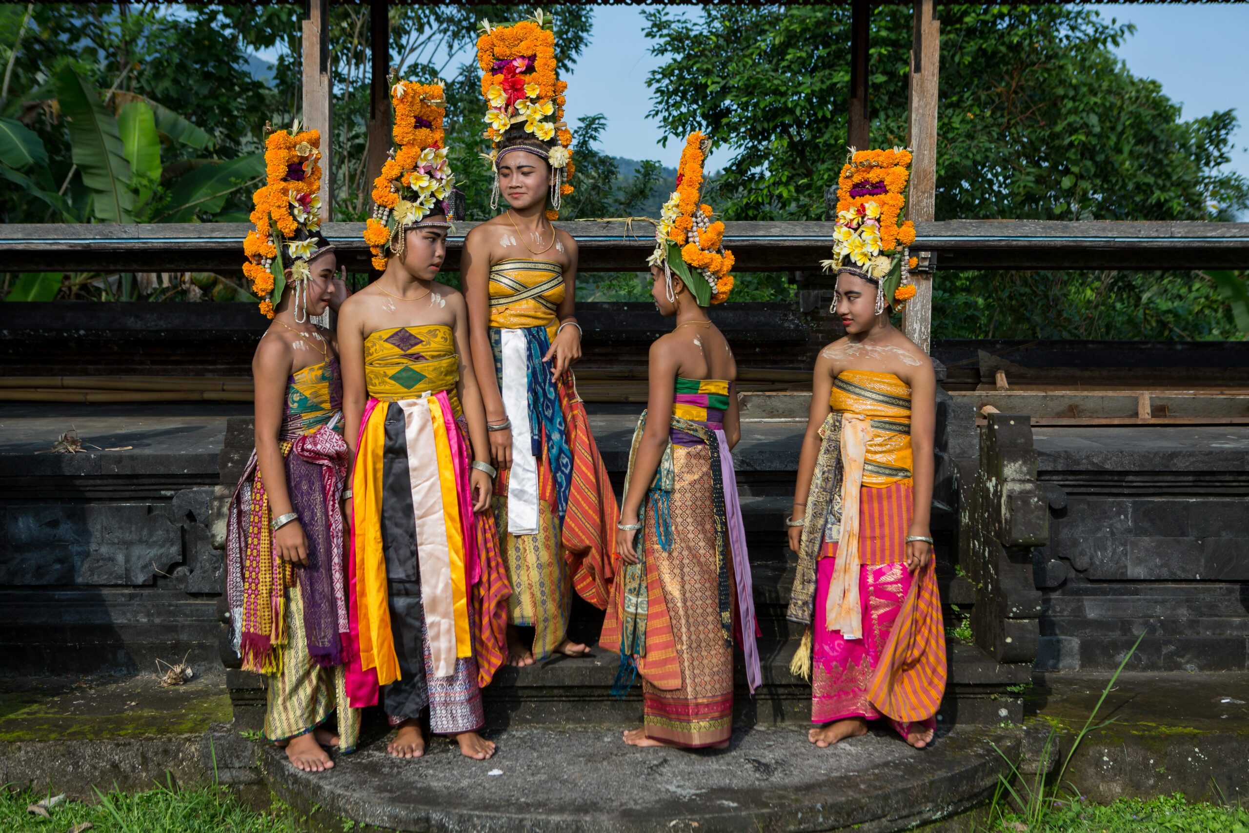 rejang dancers in bali indonesia