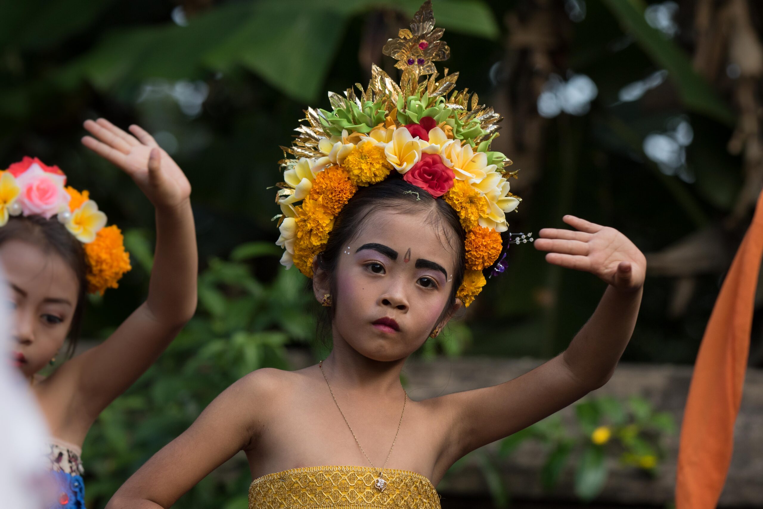 Young rejang dancer in Bali, Indonesia