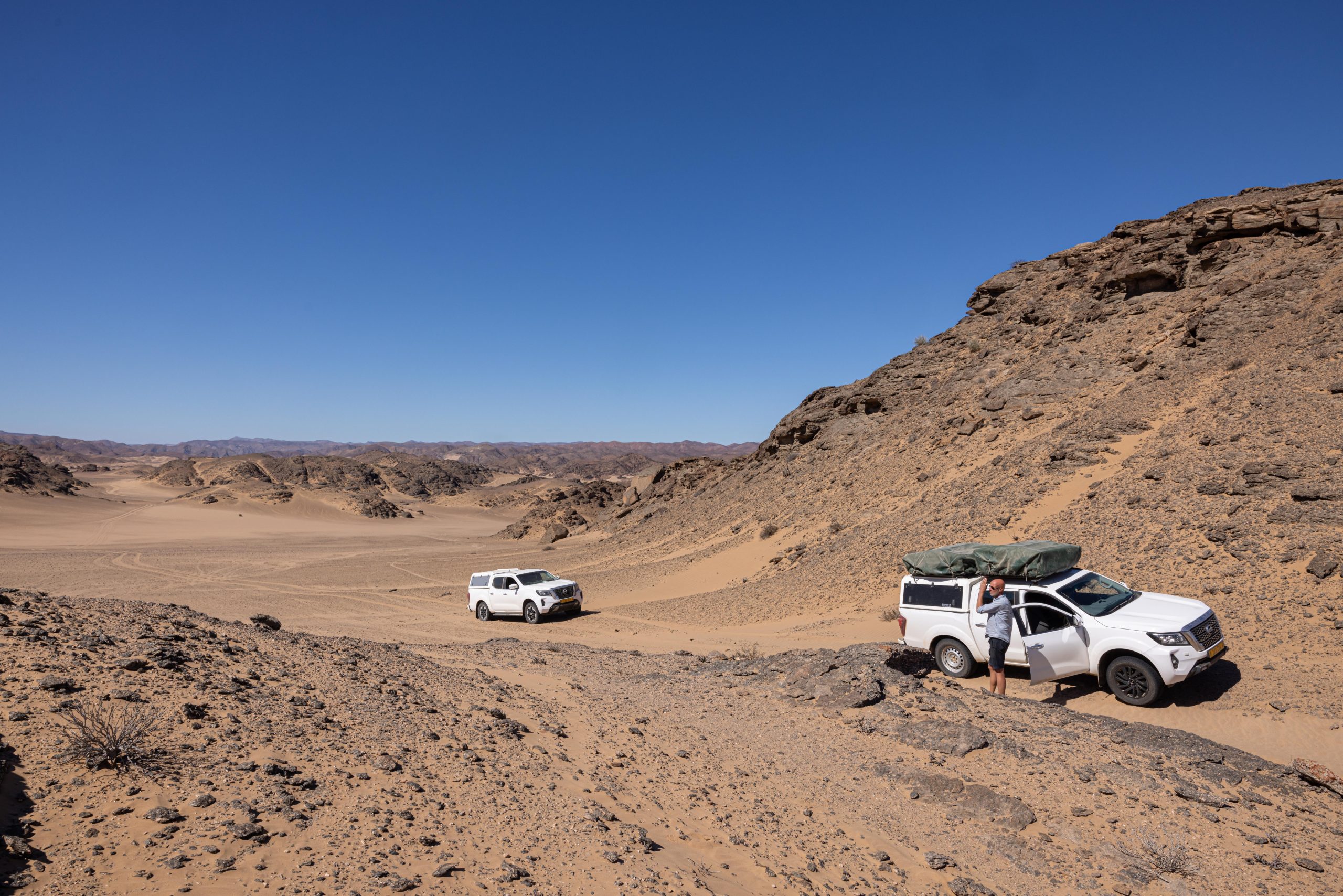 Driving through the Namib Desert in Kaokoland, Namibia
